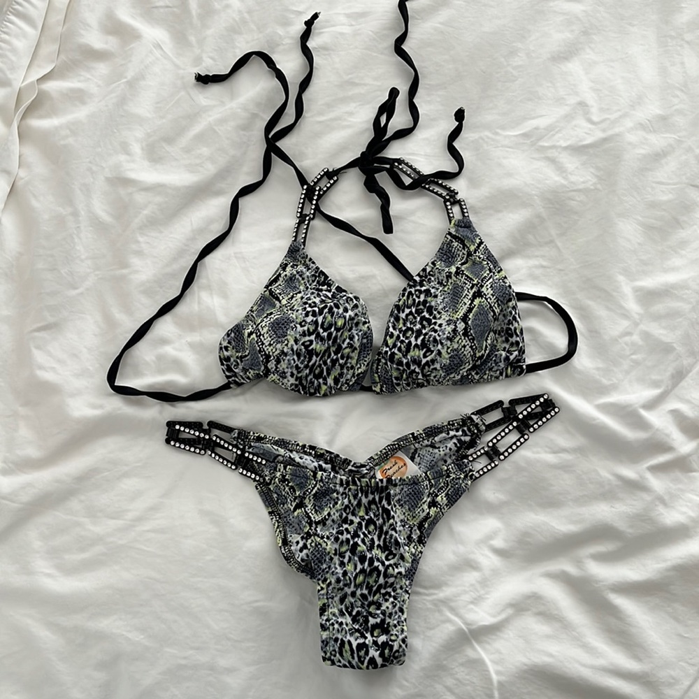 Fresh Peaches custom leopard/python print swimsuit.